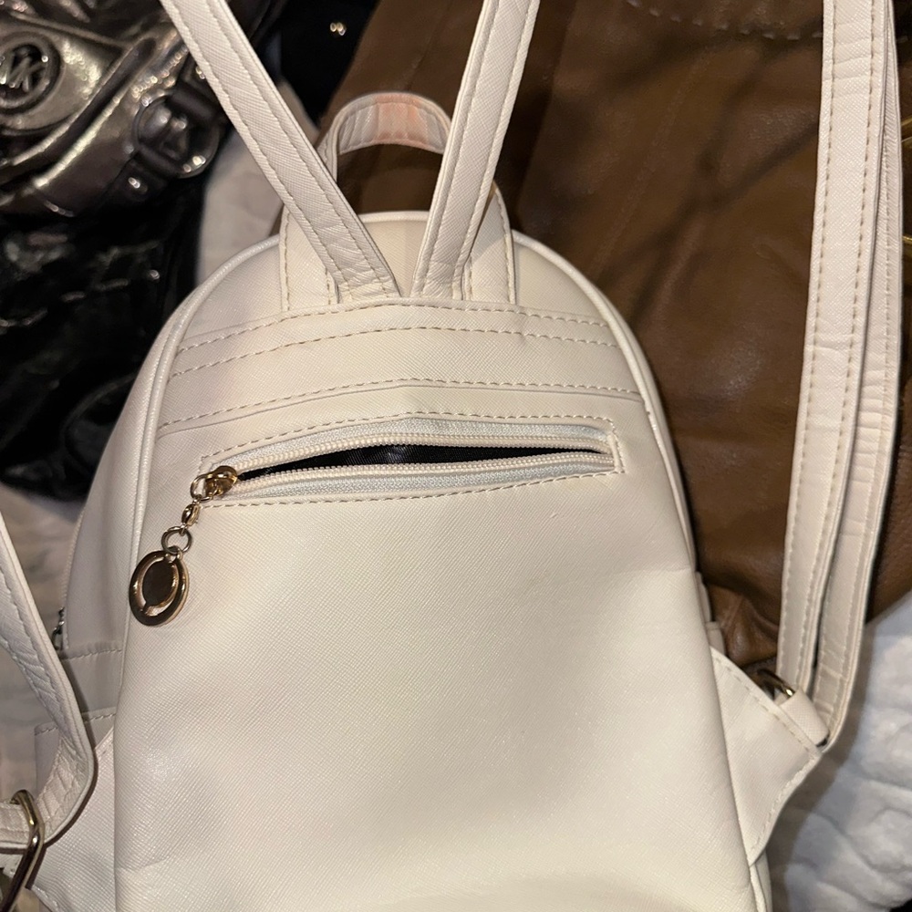 Source Unknown Cream Leather Backpack - image 3